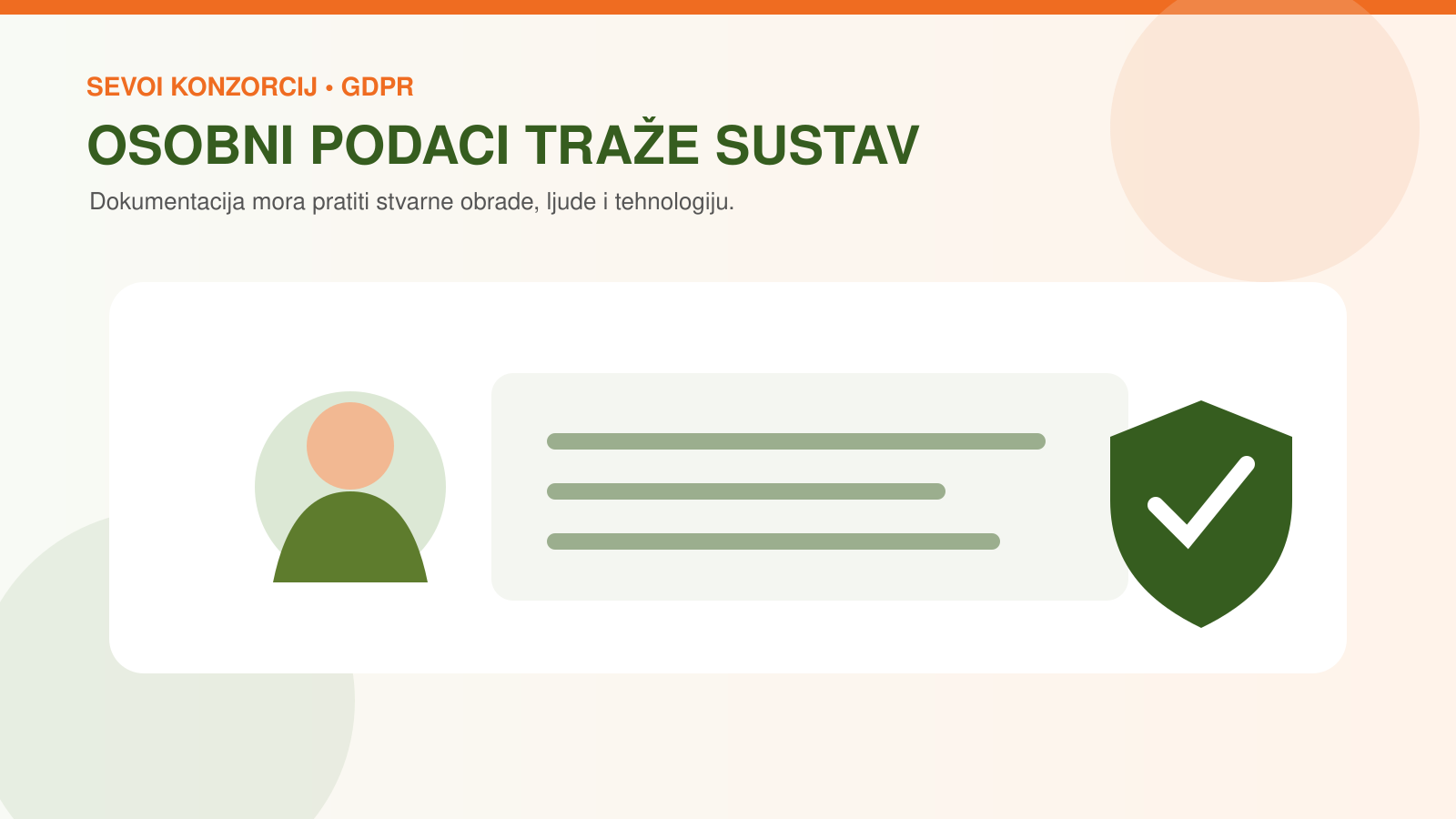 Ilustracija sustava zaštite osobnih podataka s osobom, evidencijom i štitom
